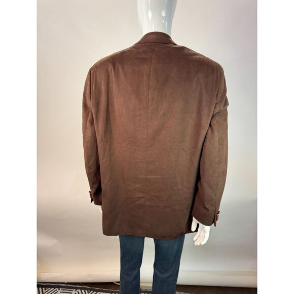 Ralph Lauren Brown Blazer 48R Mens Single Breasted Microfiber Made In Canada - Picture 10 of 13